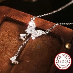 Elegant Sterling Silver Butterfly Necklace